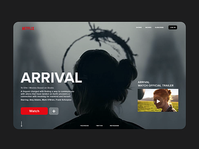 Arrival - streaming site landing page