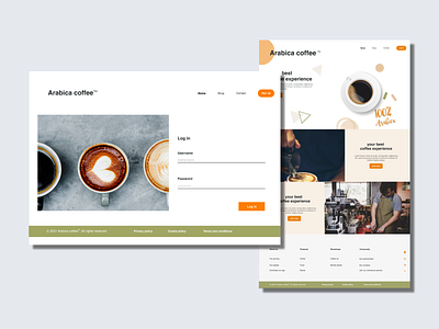 Arabica coffee barista branding coffee coffee shop design graphic design home home page landing page log in log in page ui ui design ux