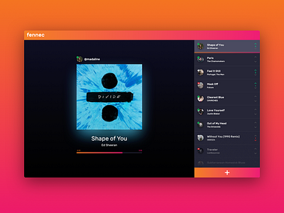 Fennec - Collaborative Music App music orange pink radio ui ux web