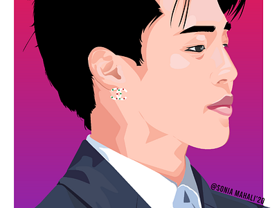 Vector portrait. illustration portrait bts jimin vector