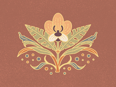 Fleur Nº 1 - Art Nouveau Inspired art nouveau colourful design floral floral design grainy illustration illustration art illustrator tropical tropical leaves vector vintage