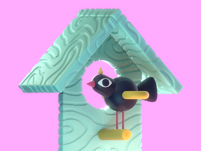 Bird houses 3d animal bird blender character cute illustration