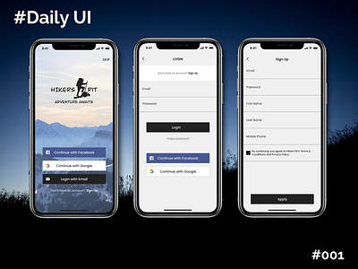 Daily UI #001 • Sign Up - Hikers Pit