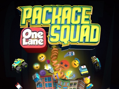 Package Squad: One Lane (featured art) 3d 3d art branding design game art game design illustration logo minimal poster art ui ux