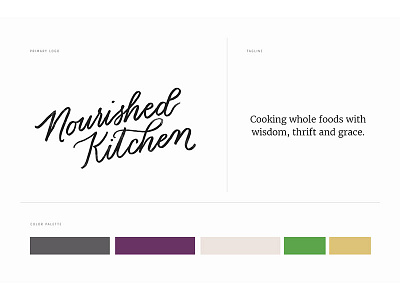 Nourished Kitchen Branding brand branding clean food blog hand lettered logo