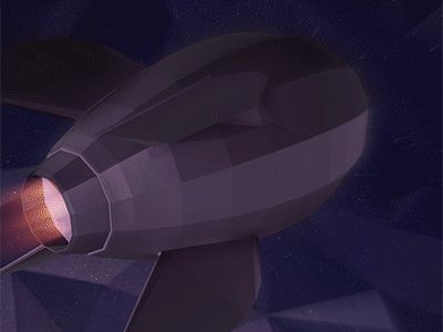Low Poly Rocket animated boost element3d fire gif low lowpoly poly purple rocket space