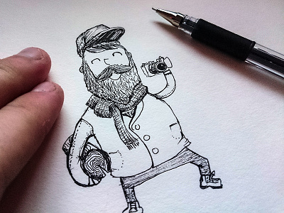 Sketchy Lumberjack camera drawing illustration ink lumberjack man paper pen sketch лесоруб