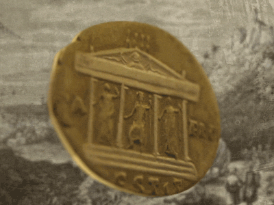 Smyrna Capitolium Coin Highlights 3d coin gold highlight juno jupiter minerva smyrna spin