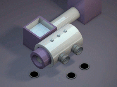 Mini Machine Mark II c4d color hdri isometric machine pixego purple sss tubes