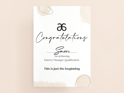 Arbonne Congratulations Certificate