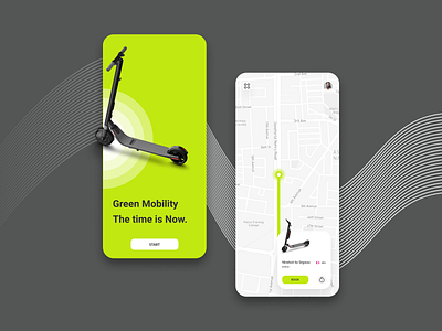 Kick scooter rent app UI concept