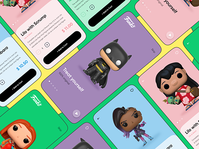 Funko Pop 3d app app design branding design dolls illustration mobile app onboarding product card toys ui uiux ux web