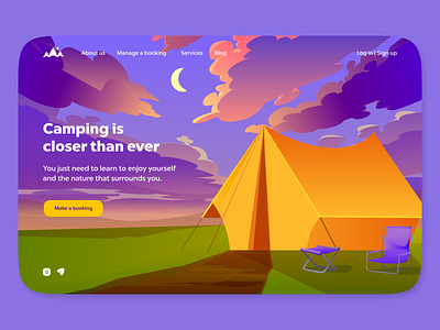 Camping is closer than ever! 2d art branding design flat flat illustration graphic design illustration illustrator logo ui uiux ux