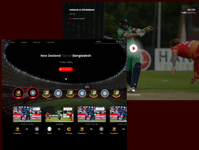 Live Sports cricket design icc t20 landing page landing pages live sports live tv sports app sports website ui website