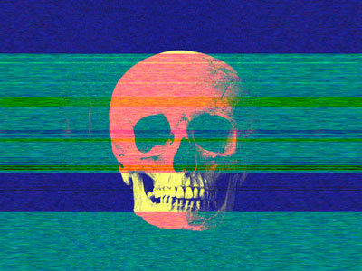 TV SKULL design hand done illustration living dead skull texture