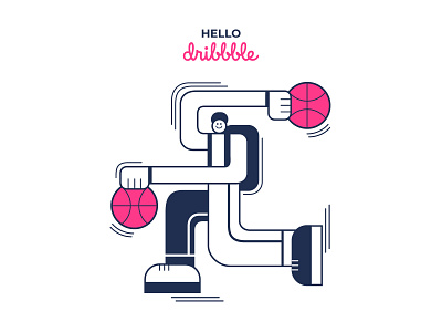 Hello Dribble! character design hello dribble illustration minimal run vector