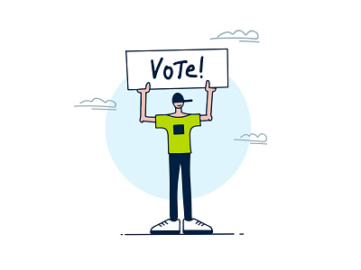 Vote guy character design illustration vector vote