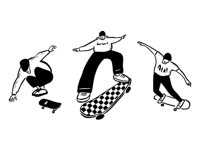 Skateboarding illustration character design hand drawn illustration ink brush procreate vector