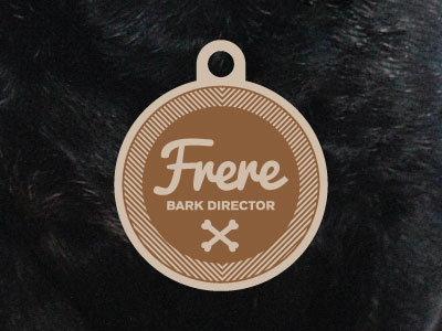 Frere Bark Director bones collar dog tag laser engrave puppy