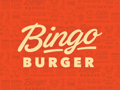 Bingo Burger Logo hamburger colorado pueblo colorado springs pattern illustration script restaurant