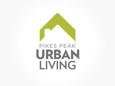 Pikes Peak Urban Living logo house logo mountain real estate