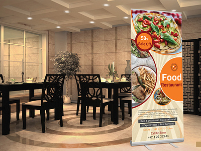 Resturant Roll up Banner orange color