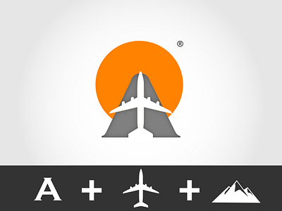 Letter A + Aeroplane + Mountain aeroplane compact logo flat logo lettermark logodesign minimalist logo new logo design