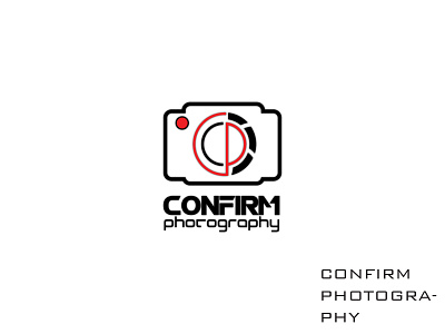 Confirm Photography camera logo photographer photos red and balck