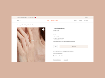 Product Detail Scenarios branding dropdown menu ecommerce iconography jewelry logo logotype minimal out of stock pink product detail page store design typography ui design web web design