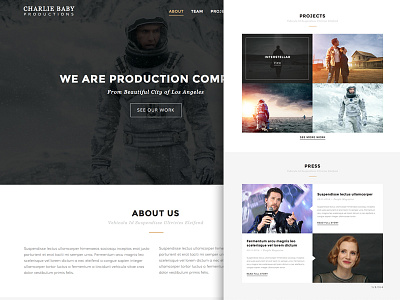 Production Company Homepage clean flat homepage landing page minimal one page portfolio web desing