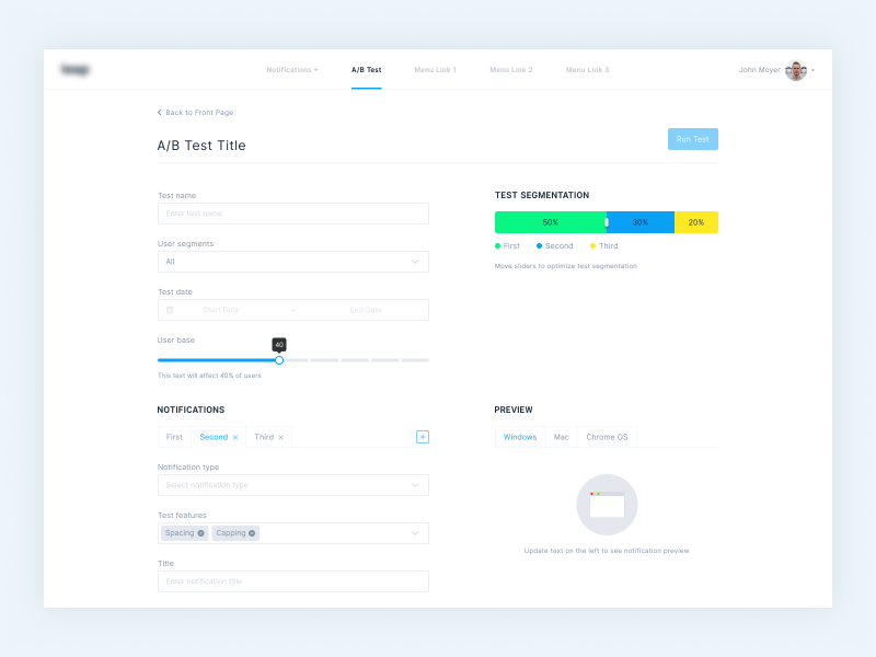 Ab testing dashboard