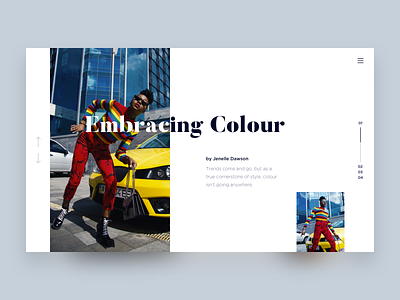 Embracing Colour article clean design fashion flat homepage interface layout minimal typography ui ux web website