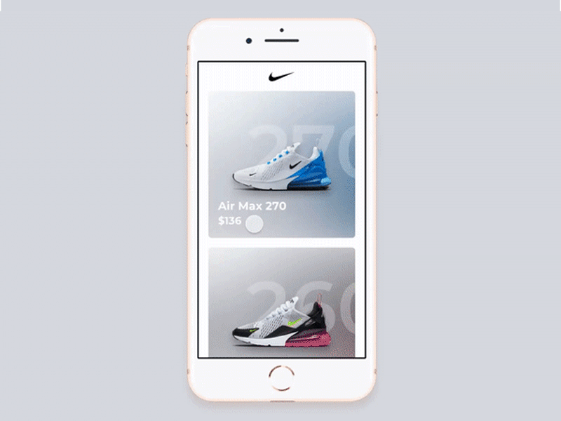 Nike App Challenge animation app ecommerce fashion figma interaction minimal motion nike online store product product page shoes shop sneakers store ui ux