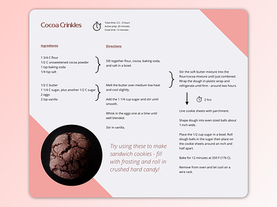 Recipe Card Weekly Warmup - Cocoa Crinkles!