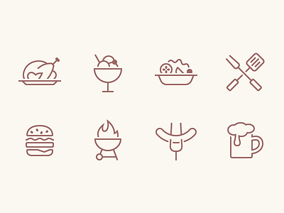 iOS Food Icons bbq chicken fire food hamburger icon ios ios7 ios8 outline turkey