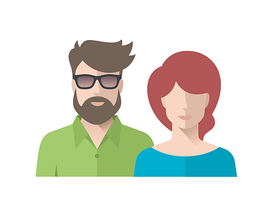 Community avatar color female flat design icon illustration male man woman