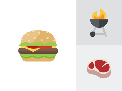 Barbecue Icons barbecue bbq color fire flat hamburger icon steak