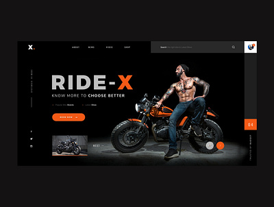 Ride-X Bike automobile bike bikers black design ecommerce harley homepage homepage design homepagedesign riders ui webdesign