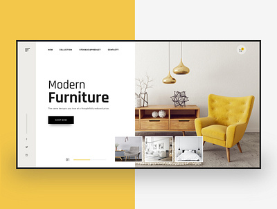 Furniture Homepage branding design ecommerce furniture homepage logo modern product typography ui ux webdesign yellow