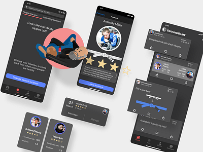 GroundGame - Find a sparring partner anytime app design flat graphic design illustration illustrator minimal ui ux vector