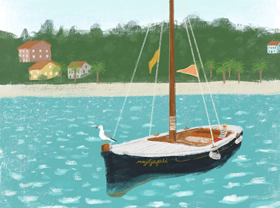 Sailboat in Hvar book illustration croatia digitalpainting editorial illustration illustration spot illustration travel