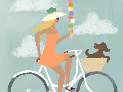 Cycling bike book illustration cycling cyclist digitalpainting dog dutch dutch bike editorial illustration food illustration gourmet ice cream illustration poodle puppy spot illustration