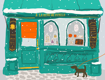 A la Mere De Famille Chocolate Shop in Paris book illustration chocolate digitalpainting editorial illustration food illustration gourmet illustration paris small business spot illustration