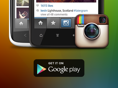 Instagram for Android — Available Now! android googleplay instagram maxvoltar microsite rainbow website