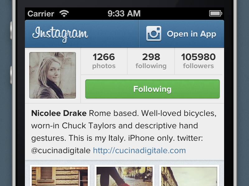 Mobile Web Profiles mobile web profiles instagram grey ui parody blue