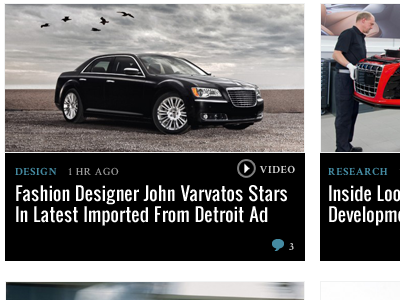 Luxury Automotive Site: News Module automotive crimson text google fonts oswald ui web