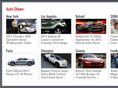 Luxury Automotive Site: Auto Shows automotive crimson text google fonts oswald ui web