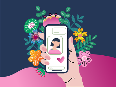 Chat chat flower ilustration love mobile