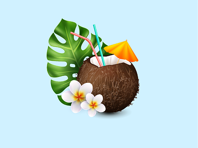 Cool background coconut cool ilustration sea wood rose