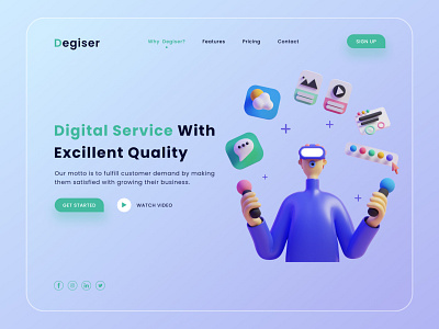 Digital Service Landing Page Exploration agency agency landing page analytics branding creative design homepage marketing portfolio product saas service startup studio typography ui ux webflow website